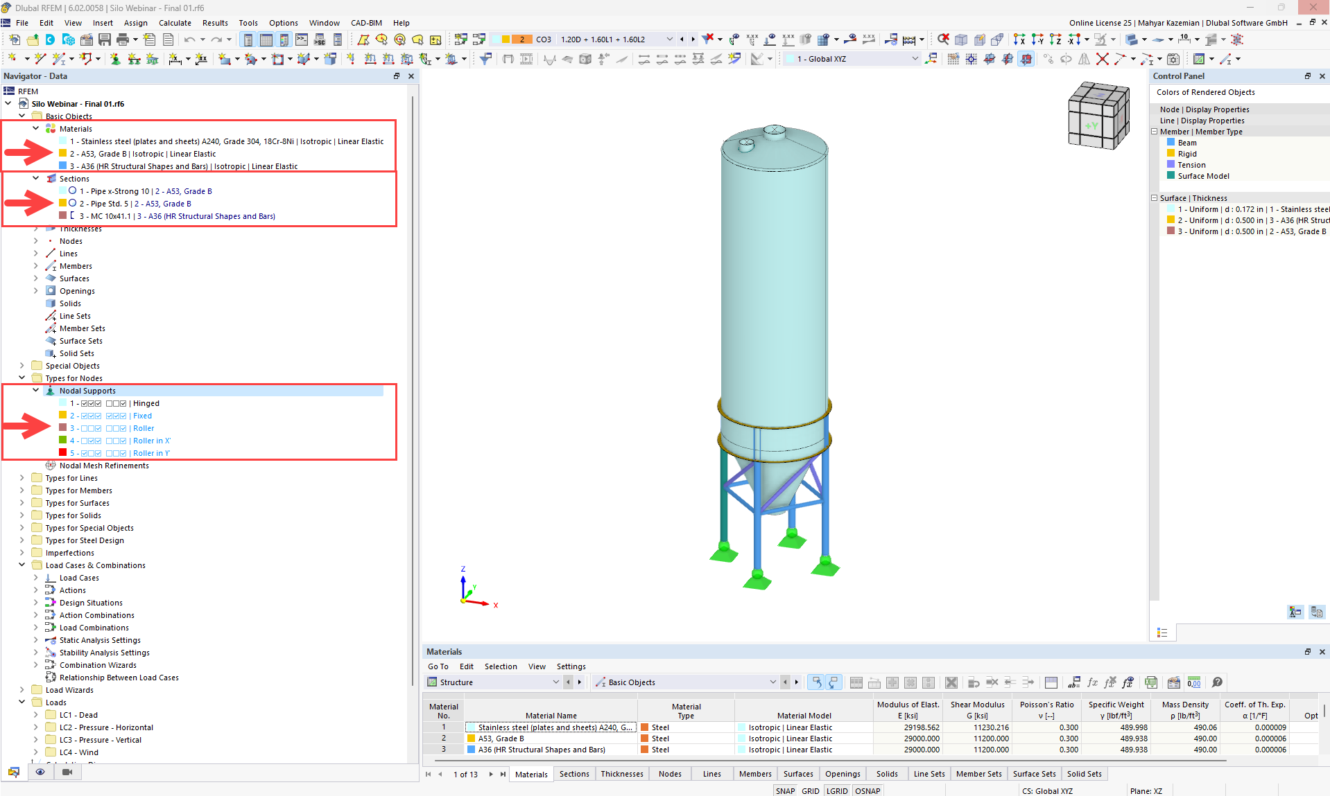 RFEM model sila
