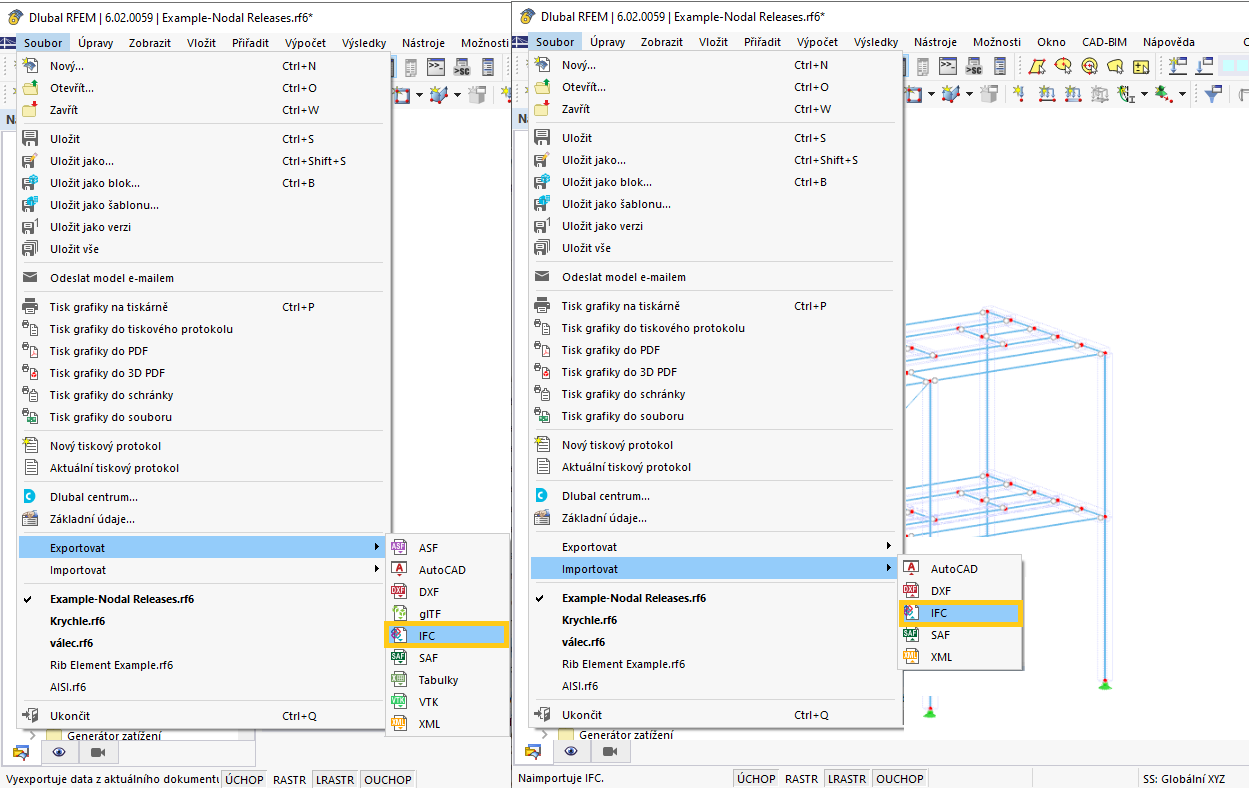 FAQ 005373 | Jak mohu exportovat nebo importovat soubor IFC v programech RFEM 6 / RSTAB 9?