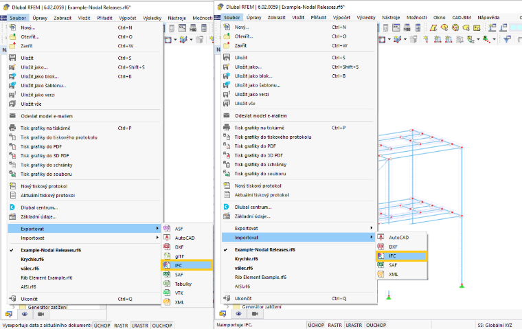 FAQ 005373 | Jak mohu exportovat nebo importovat soubor IFC v programech RFEM 6 / RSTAB 9?