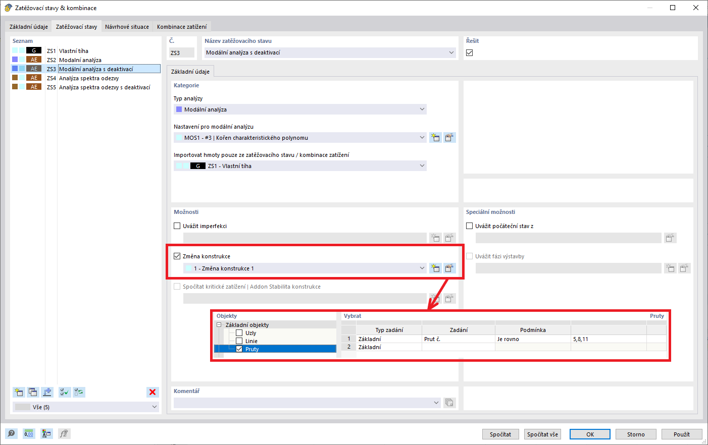 KB 001833 | Využití nelinearit při analýze spektra odezvy v programu RFEM 6