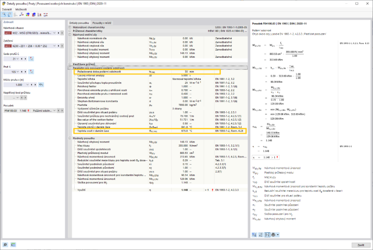KB 001840 | Posouzení požární odolnosti ocelových žárově zinkovaných konstrukčních prvků v programu RFEM 6 / RSTAB 9