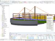 RFEM model Airedalského otočného mostu v zavřeném stavu