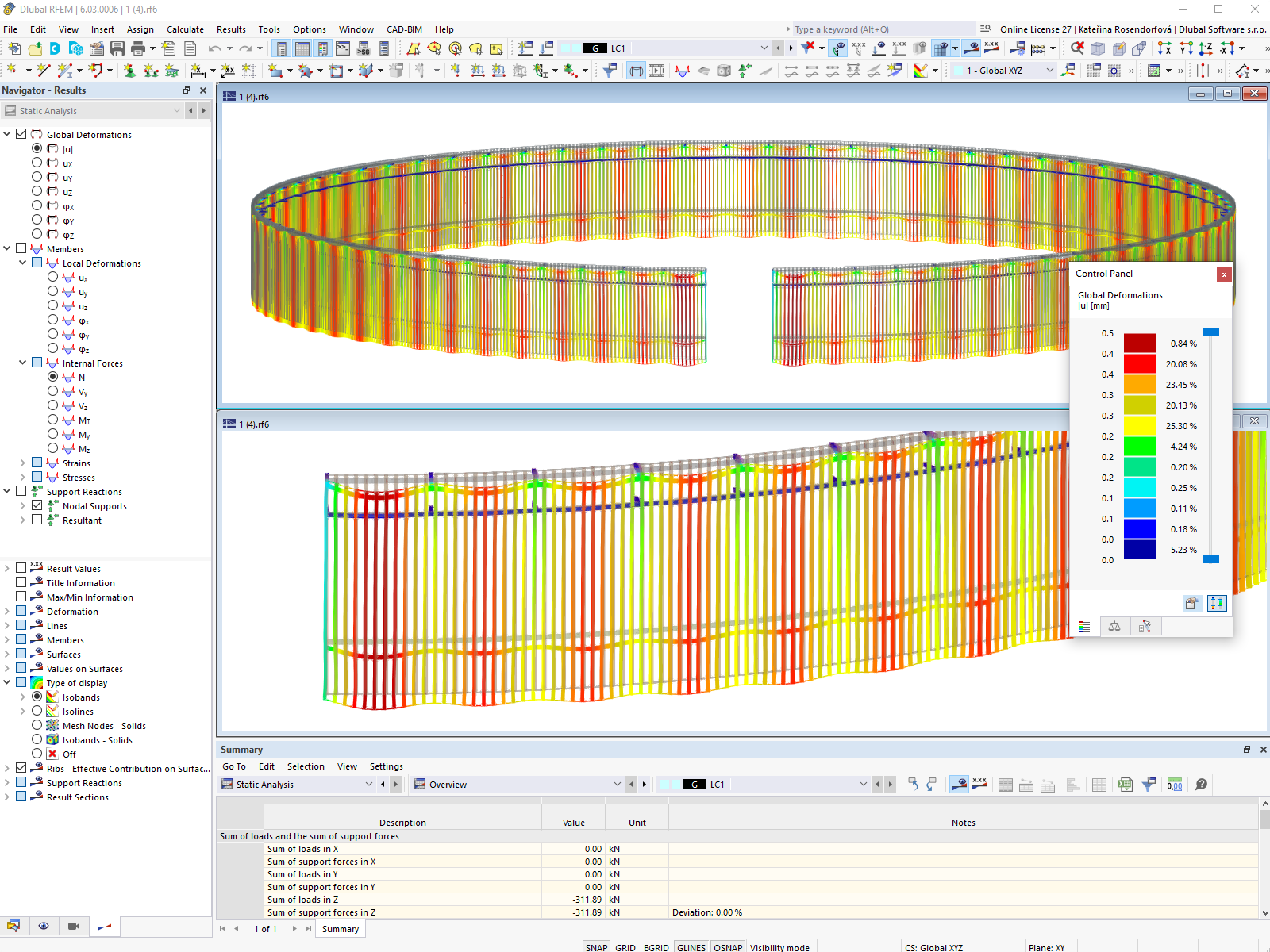 RFEM model fasády centra NIO User Experience Center v Che-fei, Čína