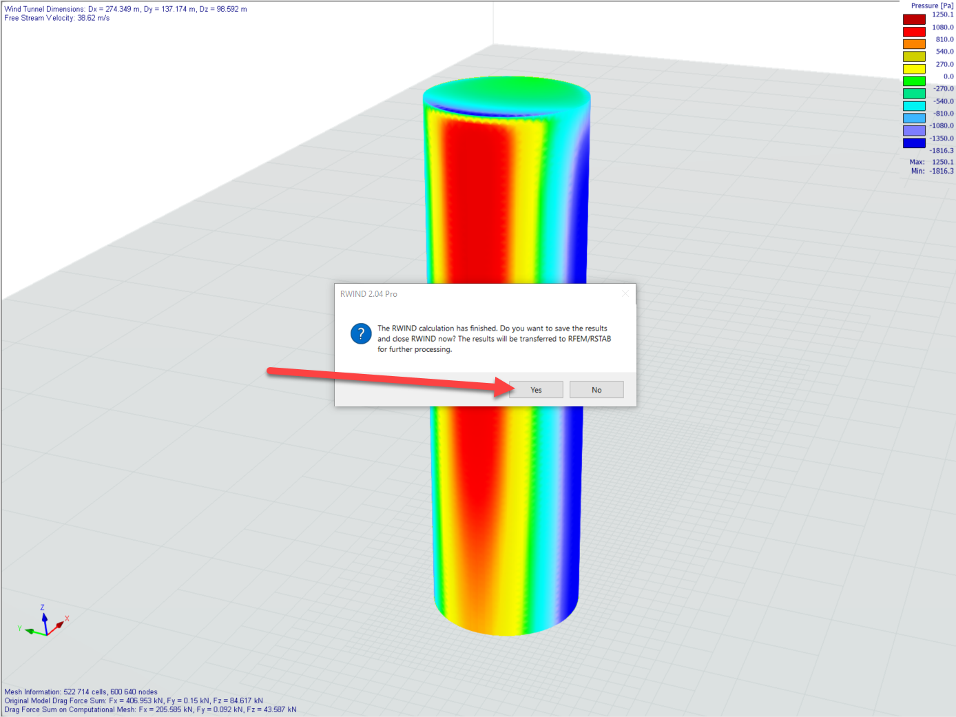 Export výsledků simulace větru z programu RWIND do programu RFEM