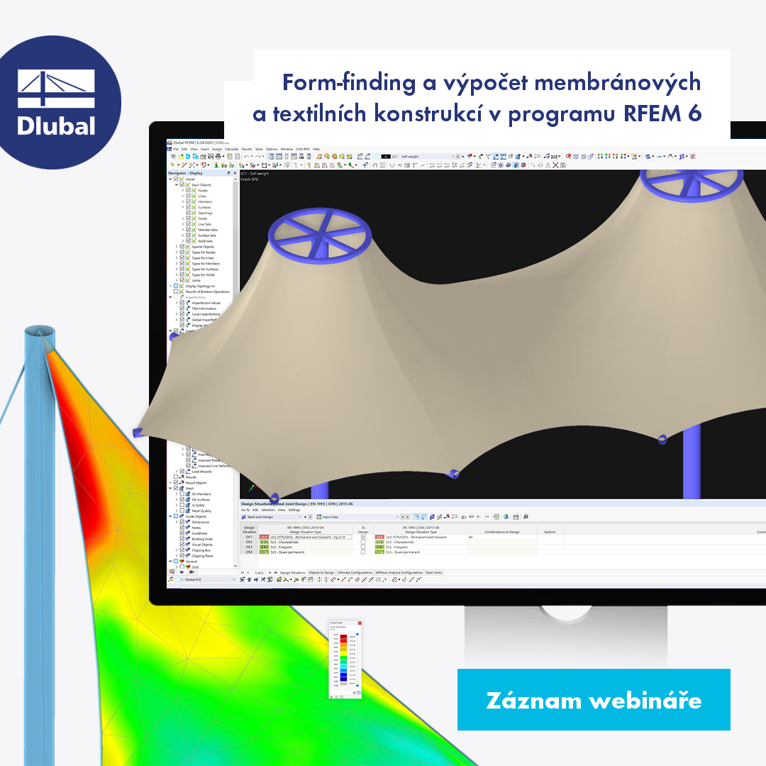 Form-finding a výpočet membránových a textilních konstrukcí v programu RFEM 6