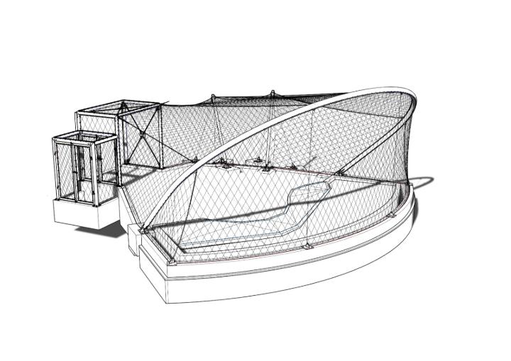 CP 001287 | Axonometrický pohled na 3D model konstrukce voliéry | © Carl Stahl & spol. s.r.o.