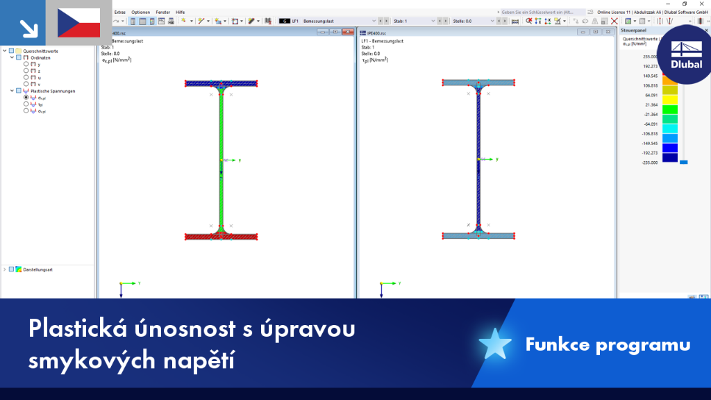 Vizualizace plastické nosnosti se zohledněním smykových napětí