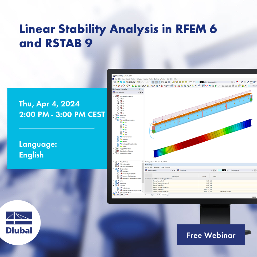 Lineární stabilitní analýza v programech RFEM 6 a RSTAB 9