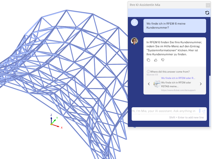 Funkce 002793 | AI asistentka Mia v programu RFEM