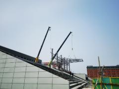 Montáž ocelové konstrukce membránového zastřešení | © Jiangsu Jingong Space Structure Co., Ltd.