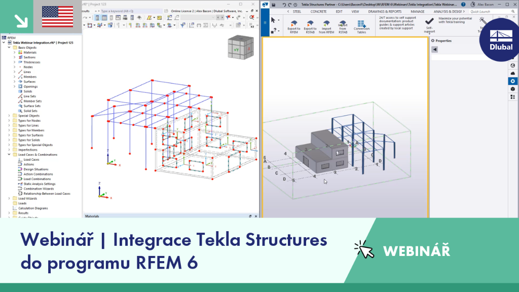 Integrace Tekla Structures se softwarem RFEM 6 v podrobném představení webináře.