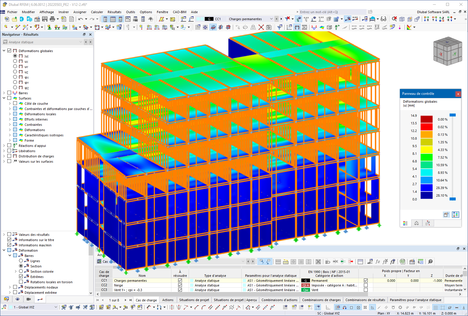 Deformace budovy v programu RFEM