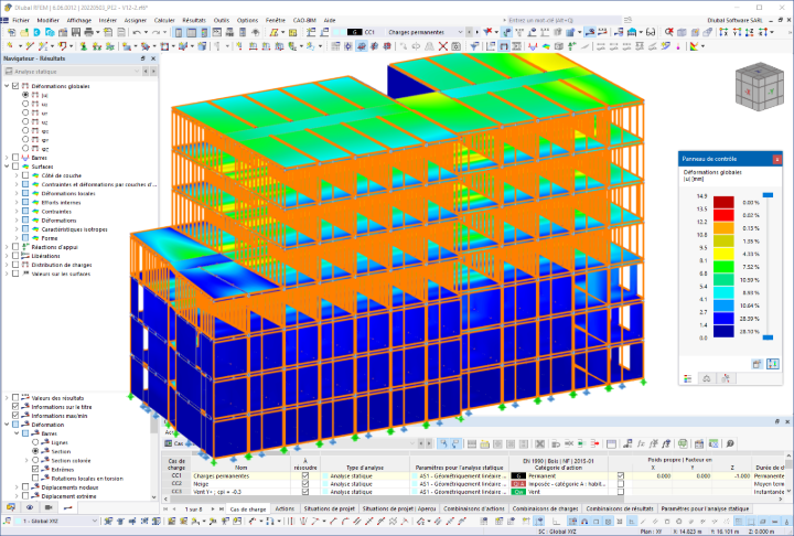 Deformace budovy v programu RFEM