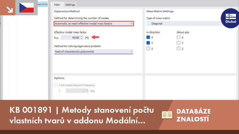 KB 001891 | Metody stanovení počtu vlastních tvarů v addonu KNOWLEDGE BASE pro modální analýzu