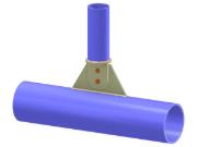 Model 005198 | Příhradový T-spoj | Připojení vertikály k pásu pomocí přípojného plechu, připojovacího plechu a čelní desky