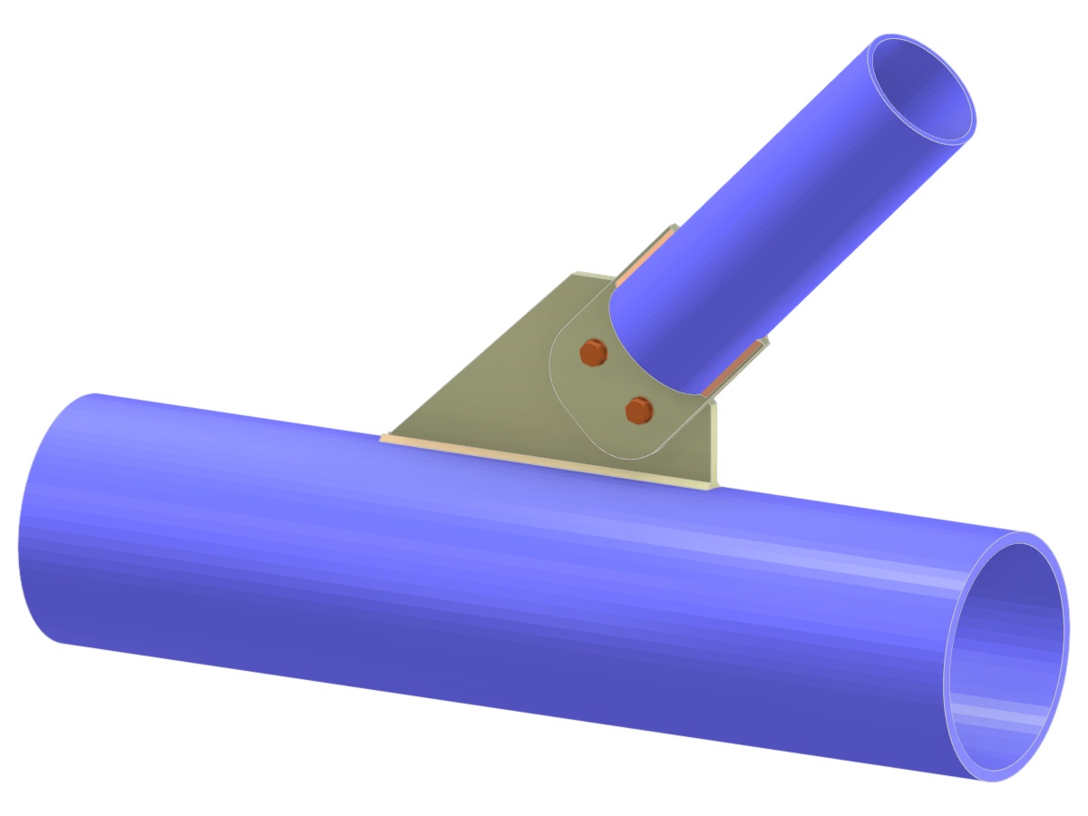 Model 005218 | Příhradový Y-spoj | Připojení diagonály k pásu pomocí přípojného a připojovacího plechu