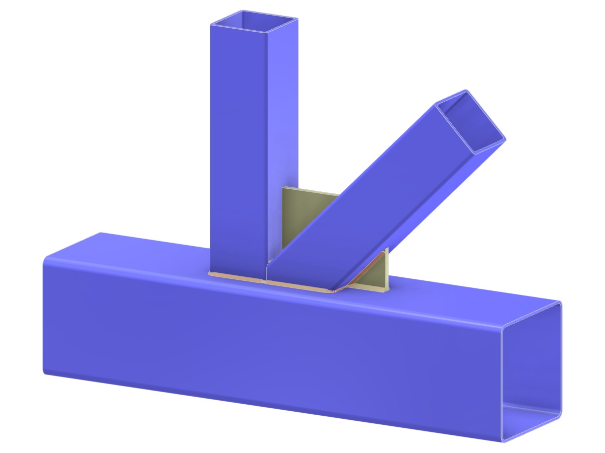 Model 005264 | Příhradový N-spoj | Diagonální a svislé připojení k pásnici pomocí styčníkové desky