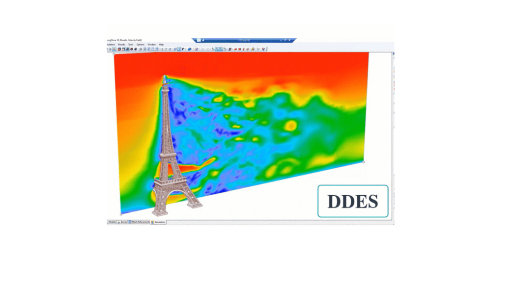 Model turbulence DDES ve vizualizaci programu RWIND Simulation