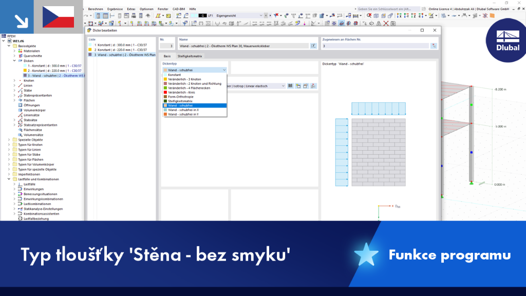 Nová funkce programu RFEM | Smyková stěna, v ose X a Y pro stěnové konstrukce bez smyku