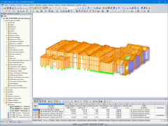 Model víceúčelové haly ze dřeva v programu RFEM 5 pro ilustraci renovace a rozšíření školní budovy