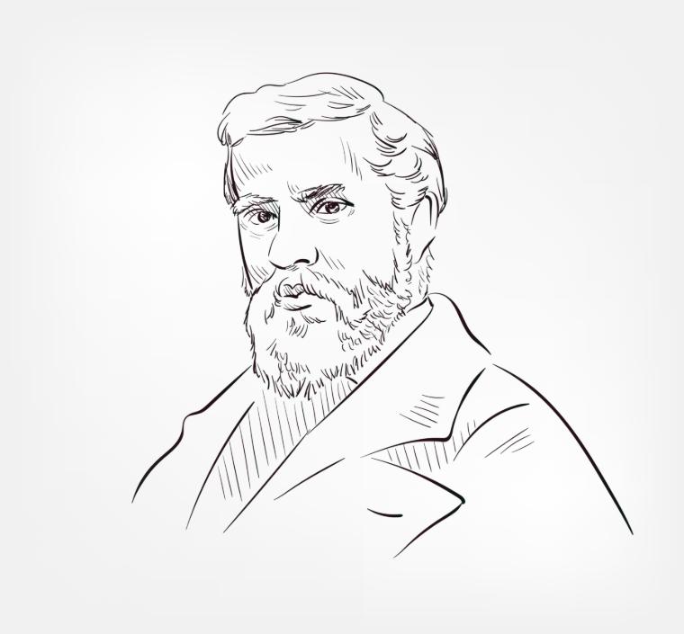 Portrét katalánského architekta Antoni Gaudí, známého svým modernistickým stylem v Barceloně.