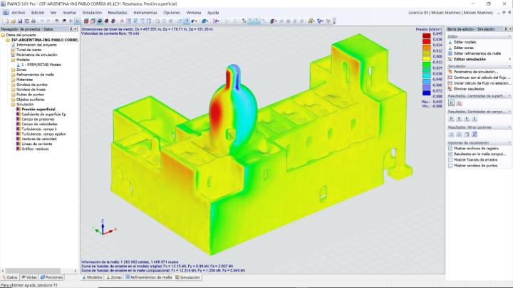 Simulace tlaku konstrukci pomocí RWIND 3D | Barevné znázornění zón vysokého a nízkého tlaku