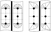 Kruhové a nekruhové vzory linií plastifikace v simulačním diagramu modelu desky.
