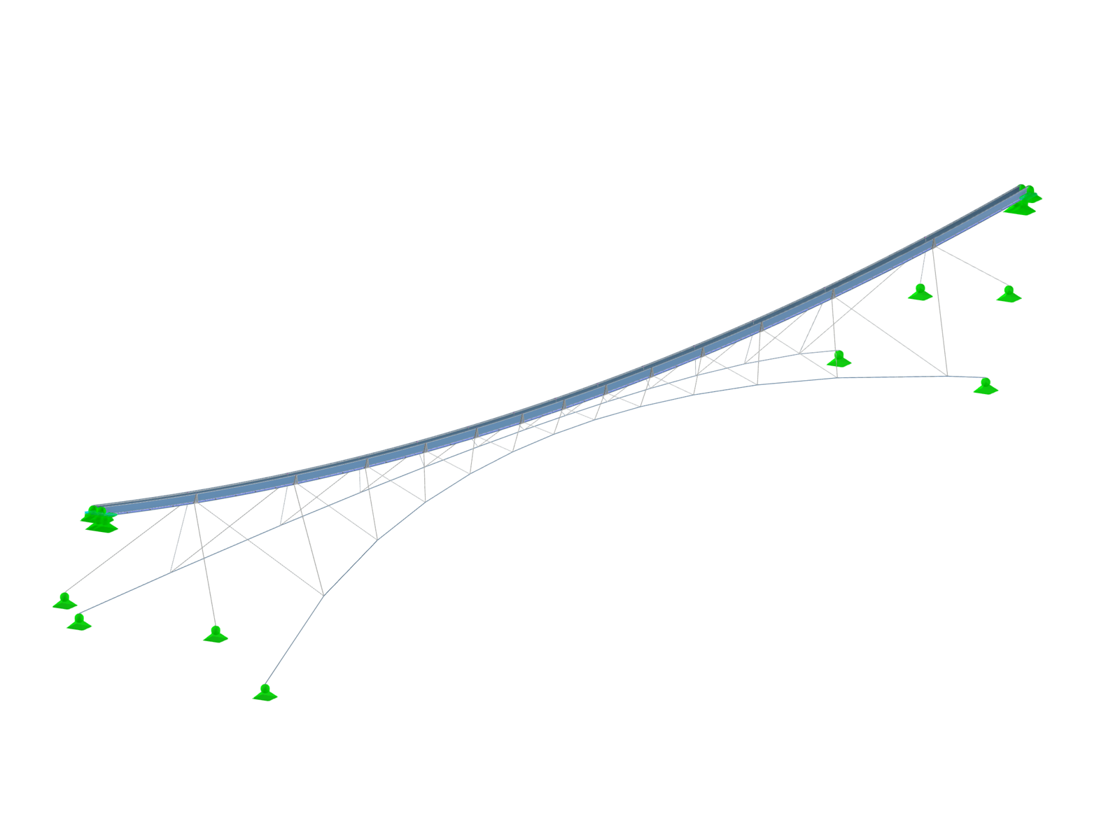 Model visutého mostu LaPendenta v programu RFEM | Modelováno v Disentis/Mustér, Švýcarsko