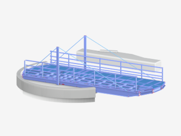 Airedalský otočný most v uzavřeném stavu na RFEM modelu.
