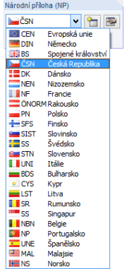 Obrázek znázorňuje různé národní přílohy pro přizpůsobení norem ve stavebních projektech.