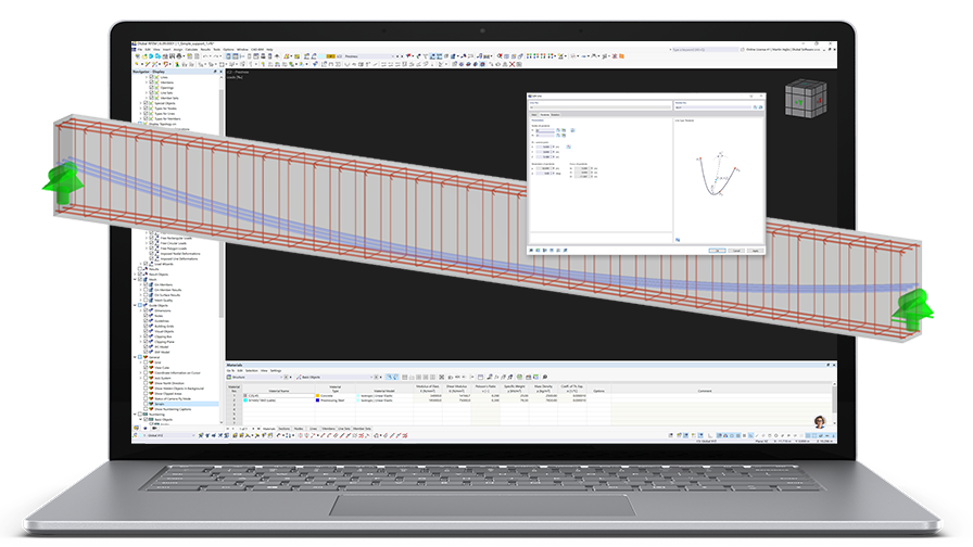 Detailní pohled na konfiguraci předpínacích vložek v modelu konstrukce analyzovaném v programu RFEM 6.