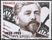 Gustave Eiffel, renomovaný inženýr Eiffelovy věže, vyobrazený na poštovní známce.
