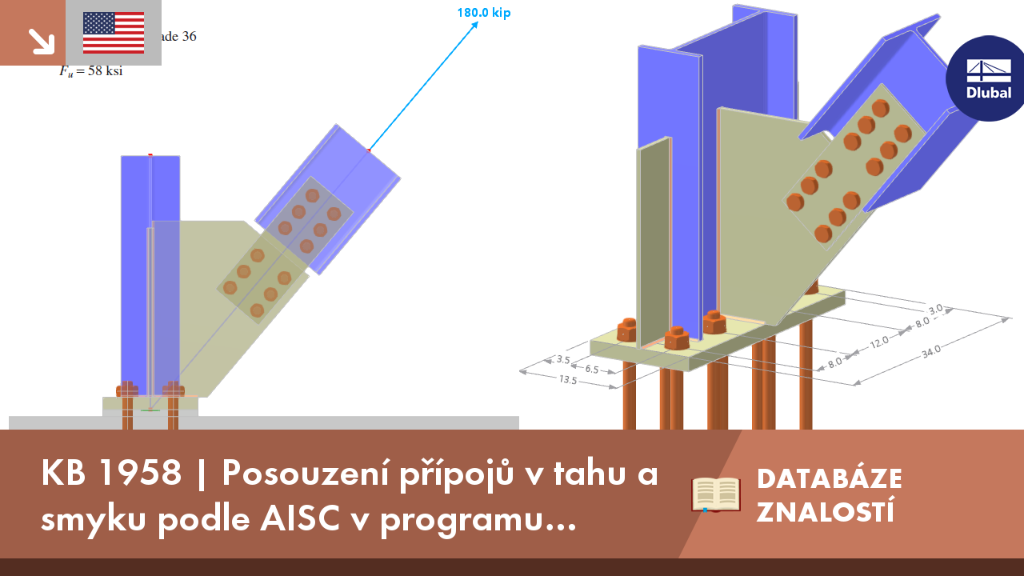 Návrh základového spoje na tah a smyk v programu RFEM 6 podle norem AISC. Obrázek znázorňuje statickou analýzu.