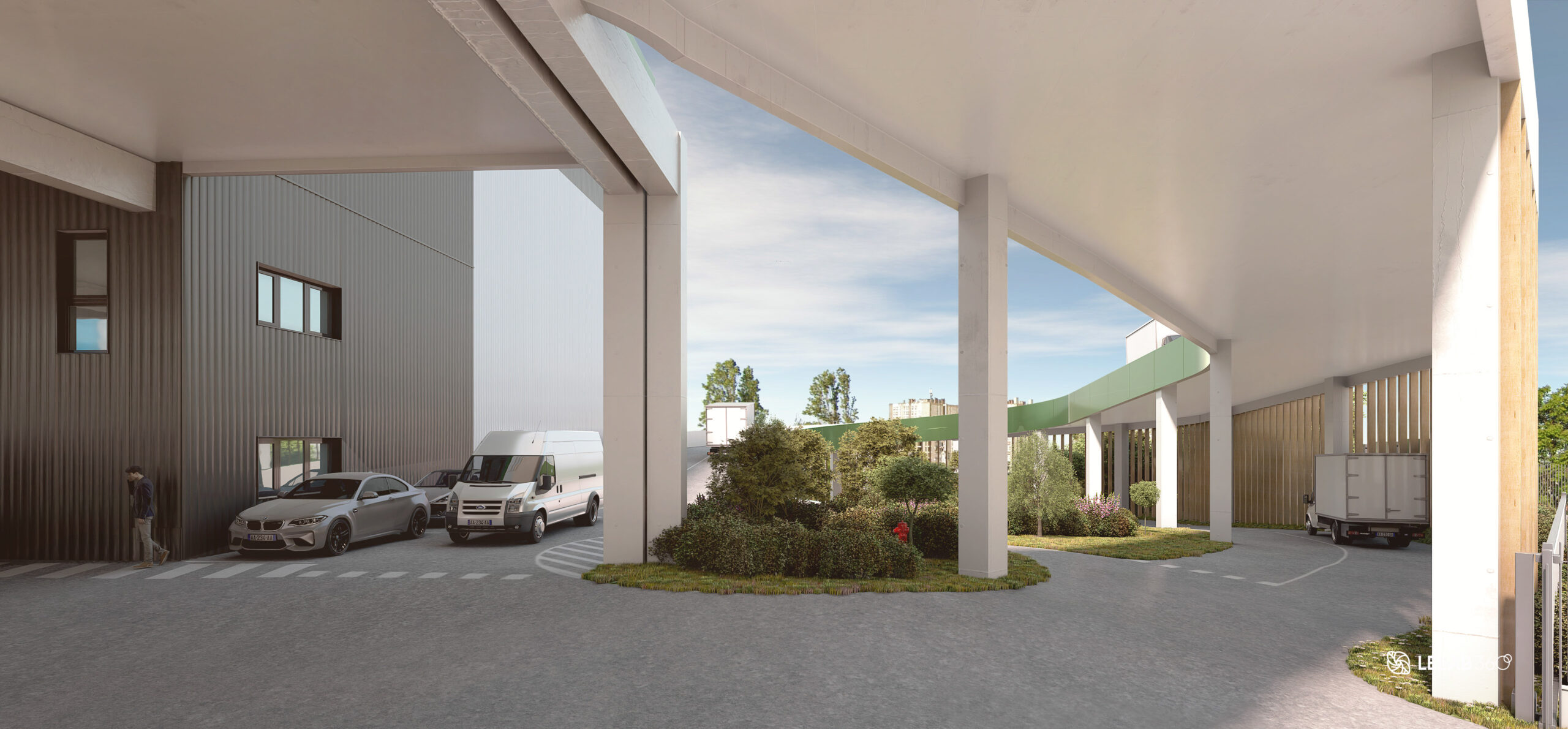 Pohled na příjezdovou rampu zespodu ve 3D renderování | © AEW - STONEHEDGE