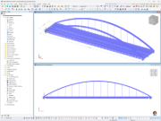 Statický model mostu Kuhdamm ve Wustermarku s konstrukčními detaily v programu RFEM.