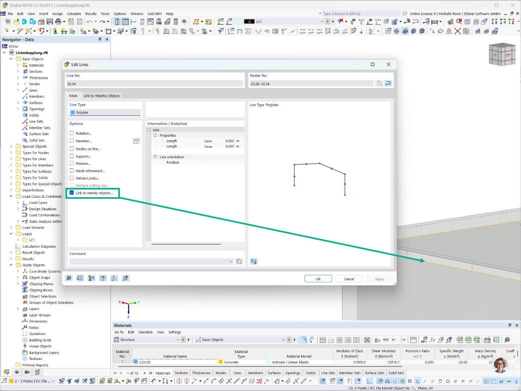 Nastaví se parametry pro hledání a sousedící objekty se propojí tuhými vazbami.