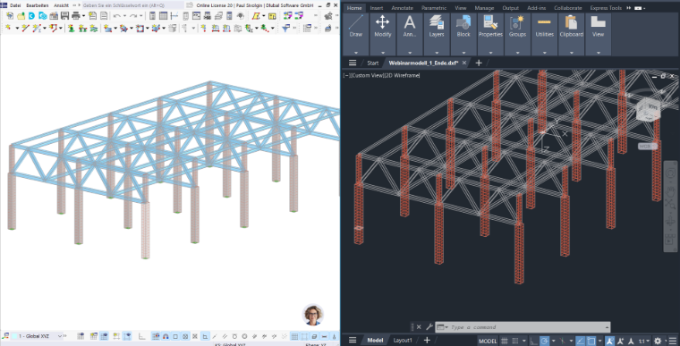 Export souboru DXF ze 3D scény projektové stavby. Názorné objasnění procesu exportu do formátů CAD.