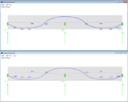Vizualizace železobetonového nosníku ukazuje rozdíly ve vlastní tíze a konstrukci s předpětím a bez předpětí.
