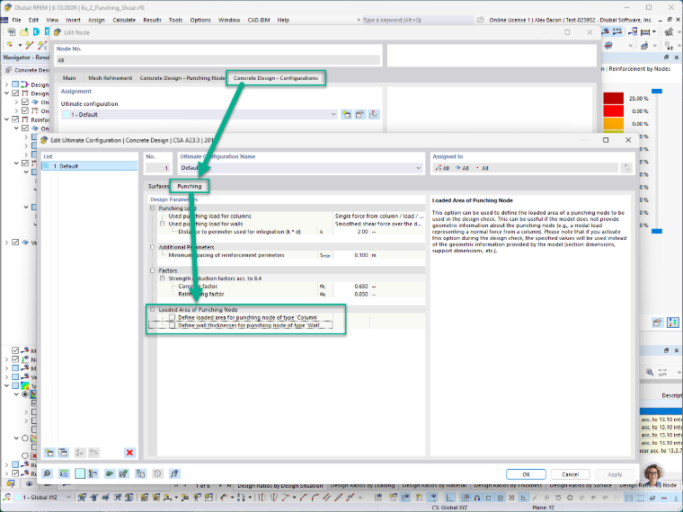 KB 001966 | Posouzení na protlačení v programu RFEM 6 podle ACI 318-19 a CSA A23.3:19 | Část II