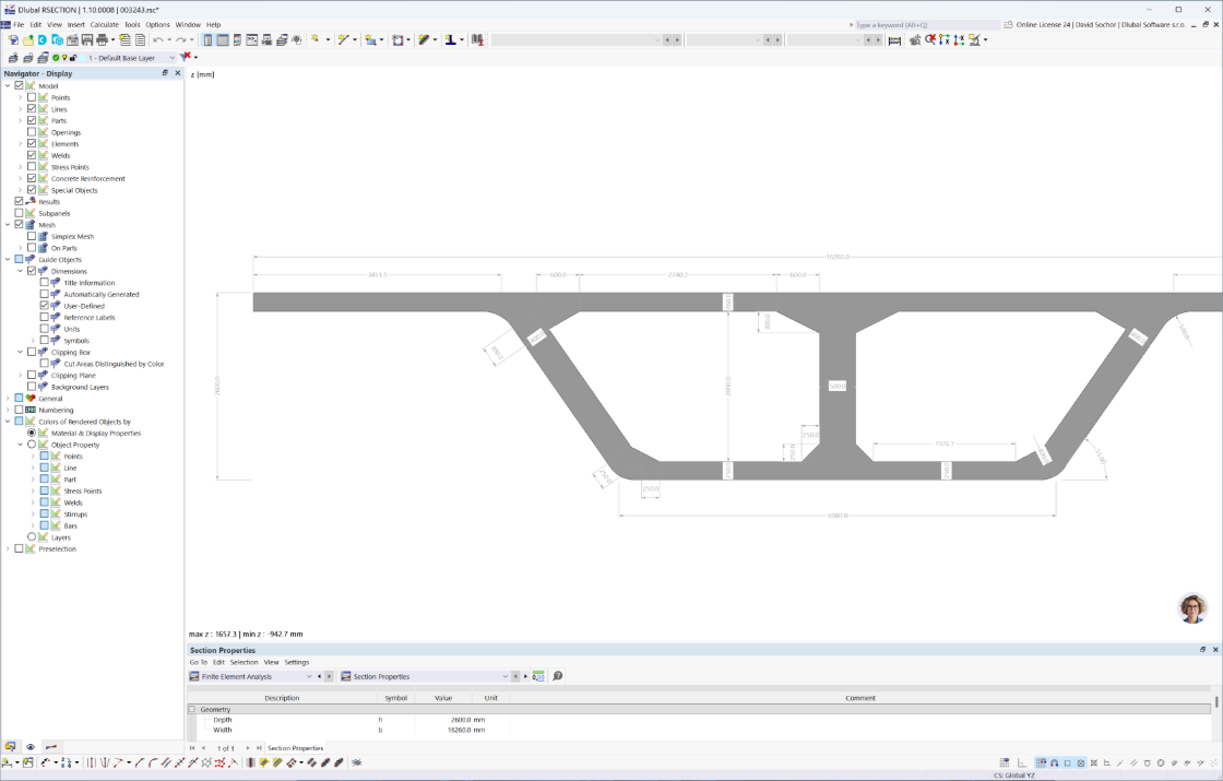 Design mostů s nosníky o více komorách v programu RSECTION s podrobným modelováním.