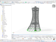 Detailní pohled na RFEM model věže Čarodějnické koště