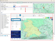 Grafika znázorňuje proces importu zeměpisné polohy modelu z mapy v softwarovém rozhraní programu RFEM 6.
