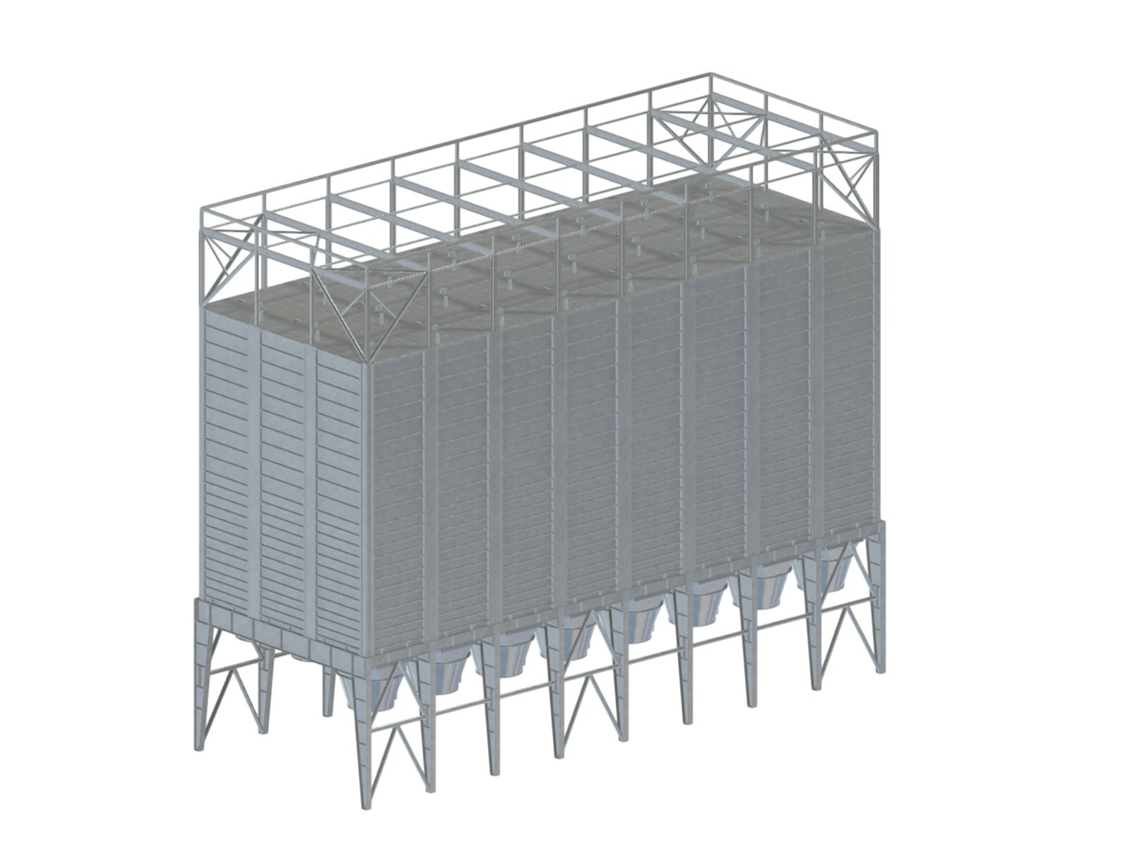 Moderní ocelové silo pro skladování obilí nebo jiných sypkých materiálů