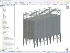 3D vizualizace konstrukce sila vytvořená v programu RFEM