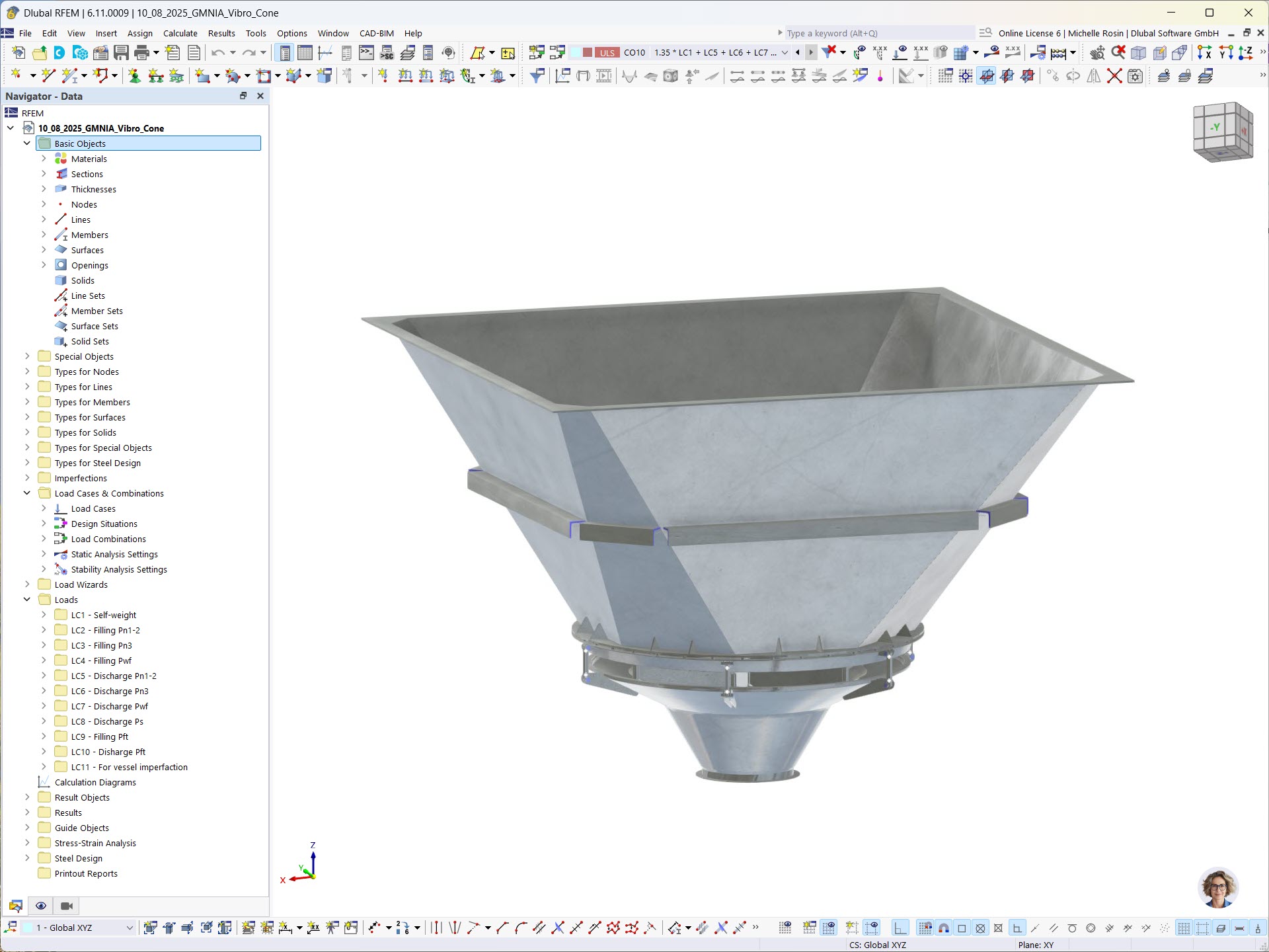 3D model výsypky s detailním zobrazením konstrukce