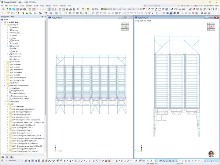 Model komplexní konstrukce sila v programu RFEM