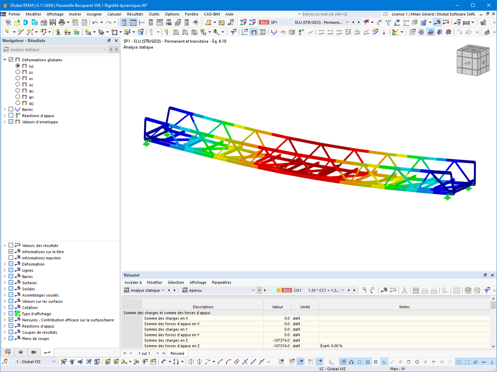 Deformace mostu pro pěší v programu RFEM | © ACML