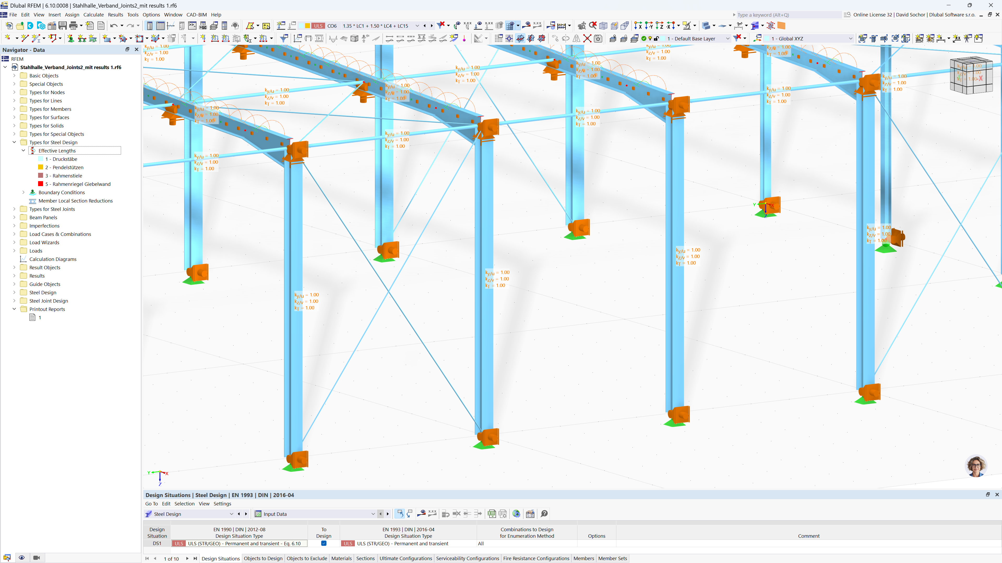 Parametry posouzení ocelových konstrukcí podle norem BS 5950 a BS EN 1993-1-1.