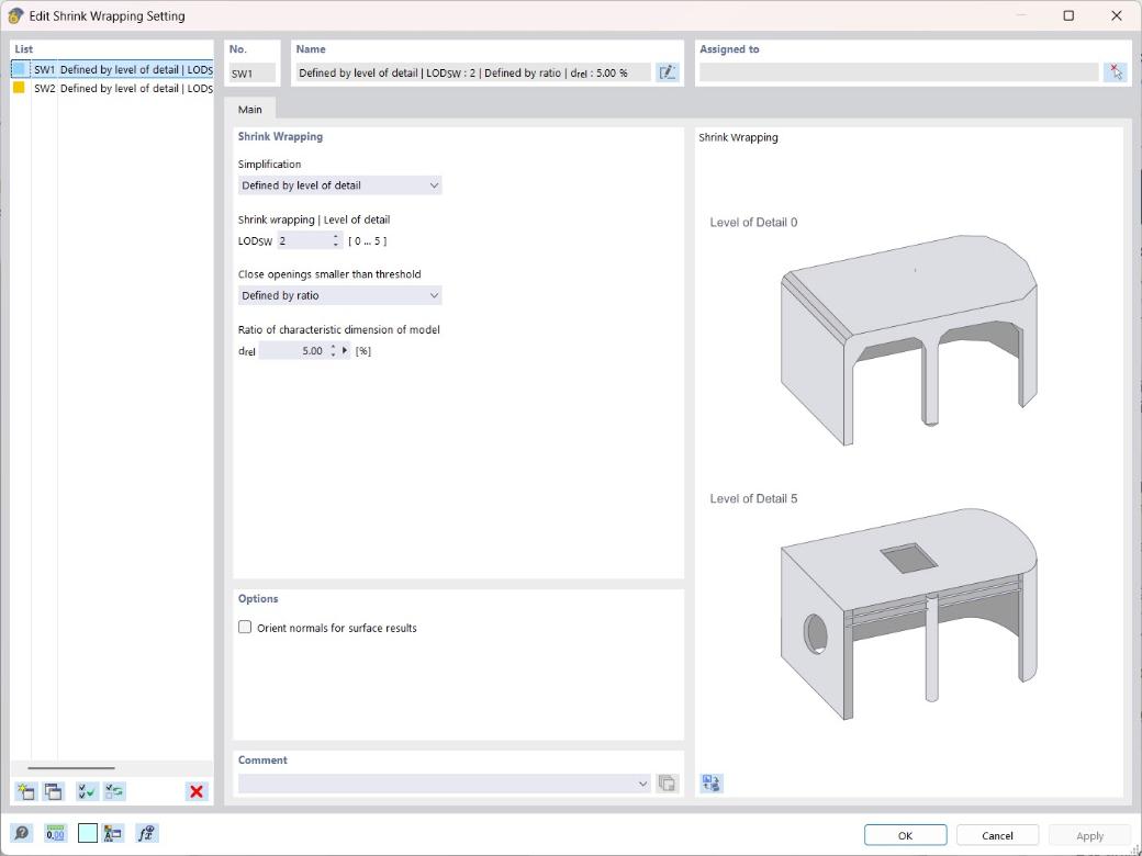Síť shrink wrapping a její přizpůsobení při analýzách větru v programu RFEM pro nastavení charakteristik povrchu