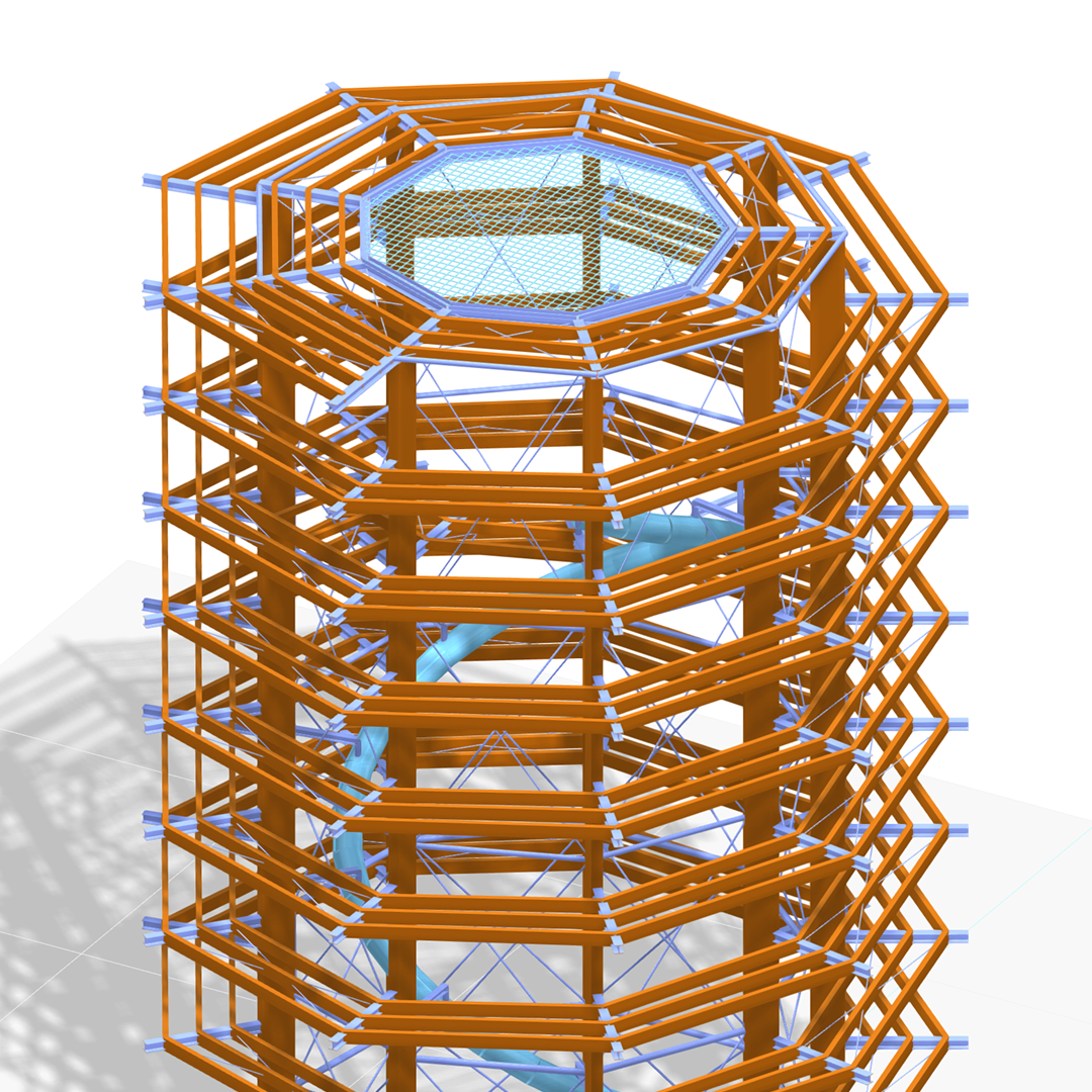 Model RFEM 6 představuje statické výpočty pro rozhlednu se stezkou v korunách stromů, která se nachází v Bachledce ve Vysokých Tatrách na Slovensku.
